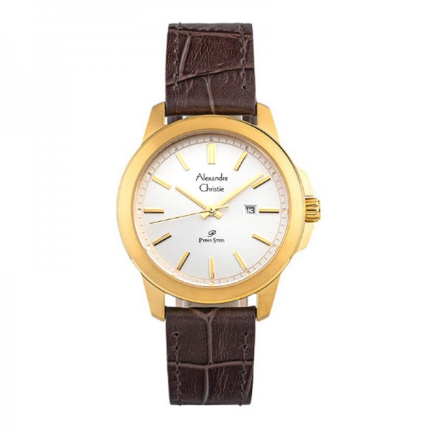 Alexandre Christie AC 1017 Gold White Leather Lady LDLGPSL